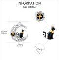 wholesale 925 Sterling Silver Black Onyx Moon Cat & Ankh Pendant Necklace-0-3