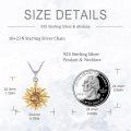 wholesale 925 Sterling Silver Sun and Moon Pendant with Cubic Zirconia Chain Necklace-0-1