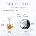 wholesale 925 Sterling Silver Sun and Moon Pendant with Cubic Zirconia Chain Necklace-0-1