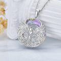wholesale 925 Sterling Silver Iridescent Abalone Shell Phoenix Pendant Necklace-0-4