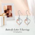 TOUPOP Sterling Silver Rose Heart Butterfly Initial T Letter Drop Dangle Earrings-0-2