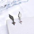 wholesale 925 Sterling Silver Garnet Angel & Devil Wing Stud Earrings with Black/White Wings-0-4