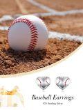 wholesale 925 Sterling Silver Heart-Shaped Baseball Stitching Stud Earrings for Sport Lovers Gift-0-3