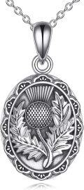 wholesale  925 Sterling Silver White Gold Plated Moonstone Scottish Thistle Necklace for Women-0-0