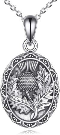 wholesale  925 Sterling Silver White Gold Plated Moonstone Scottish Thistle Necklace for Women-A-Scottish Thistle