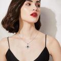 wholesale 925 Sterling Silver Sunburst Cross Pendant Necklace Red Coral Stone Platinum Plated-0-8