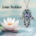 TOUPOP Sterling Silver Abalone Shell Evil Eye Star of David Cross Lotus Witch Knot Key Hamsa Hand Necklace-0-2