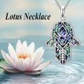 TOUPOP Sterling Silver Abalone Shell Evil Eye Star of David Cross Lotus Witch Knot Key Hamsa Hand Necklace-0-2