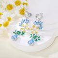 wholesale 925 Sterling Silver Butterfly & Flower Drop Earrings with Blue and Yellow Stones-0-1
