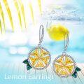 wholesale 925 Sterling Silver Citrine Starburst Leaf Drop Earrings 3D Design Leverback-0-5