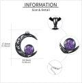 wholesale 925 Sterling Silver Purple Amethyst Crescent Moon Gothic Pendant Necklace for Women-0-3