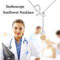 wholesale 925 Sterling Silver Sunflower Stethoscope Pendant Necklace for Nurses-0-1