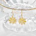 wholesale Gold 925 Sterling Silver Daisy Drop Earrings with Cubic Zirconia Accents and Flower Hooks-0-1