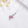 wholesale 925 Sterling Silver Pink Crystal Ballerina Pendant Necklace s for Women-0-2