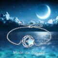 wholesale 925 Sterling Silver Star & Moon Stone Charm Bracelet for Women Girls Birthdays Gift Jewelry Accessories-0-4