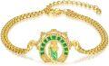 wholesale Gold 925 Sterling Silver Religious Charm Bracelet with Green Stone and St. Jude Pendant for Women & Men-0-0