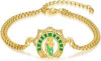 wholesale Gold 925 Sterling Silver Religious Charm Bracelet with Green Stone and St. Jude Pendant for Women & Men-St Jude-C