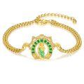 wholesale 925 Sterling Silver Green Enamel Buddha Charm Bracelet With Gold Chain-0-0