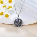 wholesale Silver Synthetic Stone Raven Pendant Crow Round Necklace Gift for Women-0-42