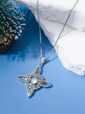 wholesale 925 Sterling Silver Celtic Cross Pendant With Moonstone And Abalone Inlay Necklace-0-2