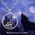 wholesale 925 Sterling Silver Opal Howling Wolf Pendant Necklace for Women - Nature Inspired s-0-4
