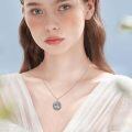 wholesale 925 Sterling Silver Round Black Onyx Tree Of Life Pentagram Necklace for Women Girls Gifts 48cm Chain Length-0-2