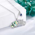 wholesale 925 Sterling Silver Hamsa Hand Abalone Shell Crystal Blue Topaz Evil Eye Pendant Necklace for Women-0-2