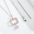wholesale 925 Sterling Silver Double Heart with Number 50 Charm Pendant Necklace s for Women and Girls-0-2