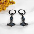 wholesale  Black Viking Hammer Mjolnir Opal Stone Huggie Hoop Earrings for Men & Women (Set of 2)-0-2