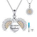 wholesale 925 Sterling Silver Sunflower Cremation Jewelry with Moonstone and Cubic Zirconia Pendant Urn Necklace for Ashes Keepsake Memorial Gifts 48 Chain Included-0-0