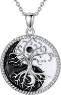 wholesale 925 Sterling Silver Tree of Life Yin Yang Necklace with Moon Sun Pendant for Men Women-0-0