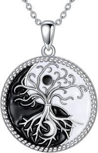 wholesale 925 Sterling Silver Tree of Life Yin Yang Necklace with Moon Sun Pendant for Men Women-Tree of Life