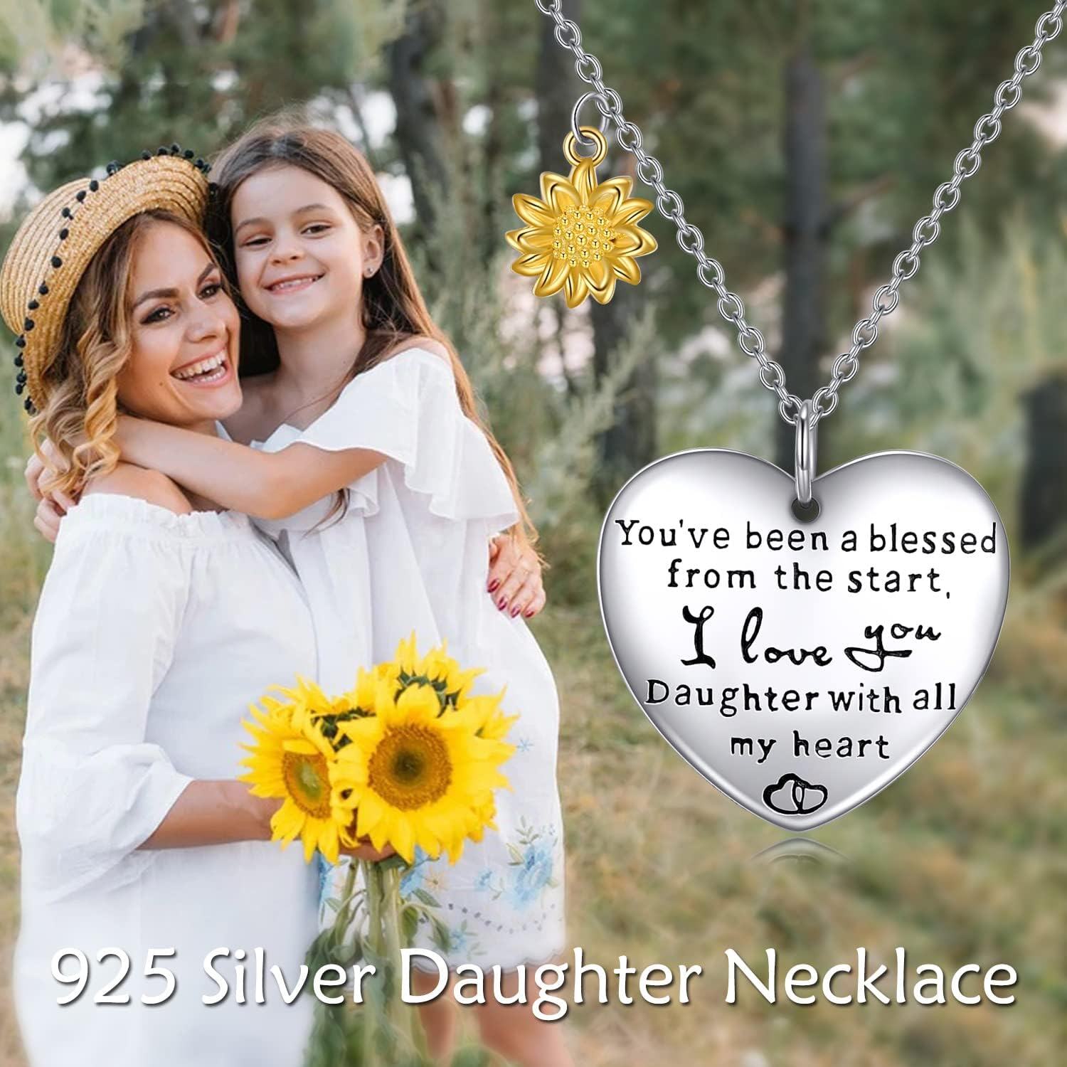 Sterling Silver Sunflower Necklace Jewelry for Women Gift from Mom Dad-0-2