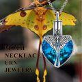 wholesale  925 Sterling Silver & Blue Heart Crystal Luna Moth Urn Necklace for Ashes-0-1