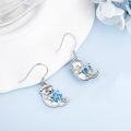 wholesale 925 Sterling Silver Blue Crystal Heart Otter Dangle Earrings for Women Girls Gifts Jewelry Accessories 4cm Long-0-1