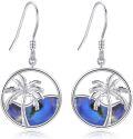 wholesale 925 Sterling Silver Blue Abalone Shell Palm Tree Drop Earrings Gift for Women-0-0