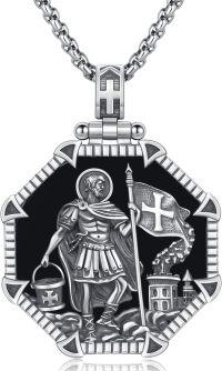 wholesale 925 Sterling Silver St. Christopher Medal Cross Shield Religious Charm Men's Women's Pendant Necklace  s for Him Her Boys Girls Kids-M-01 St Florian