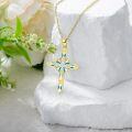 wholesale Sterling Silver Lab Grown Diamond Opal Cross Necklace for Women-0-6