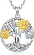 wholesale 925 Sterling Silver Sunflower Tree of Life Family Pendant Necklace for Mothers and Grandmothers-0-0