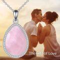 wholesale 925 Sterling Silver Teardrop Pendant Necklace with Opal Stone for Women s-0-25
