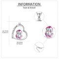 wholesale 925 Sterling Silver Heart Necklace With Pink Bear And Engraved Message-0-2