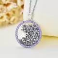 TOUPOP Sterling Silver Birthstone Flower Necklace 12 Month Pendant Birthday Gift-0-3
