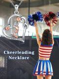 wholesale 925 Sterling Silver Cheerleader Heart Pendant Necklace Live Love Cheer Two Tone Rose Gold-0-3