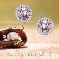 wholesale 925 Sterling Silver Baseball Stud Earrings with Cubic Zirconia Sporty Gift for Women-0-5