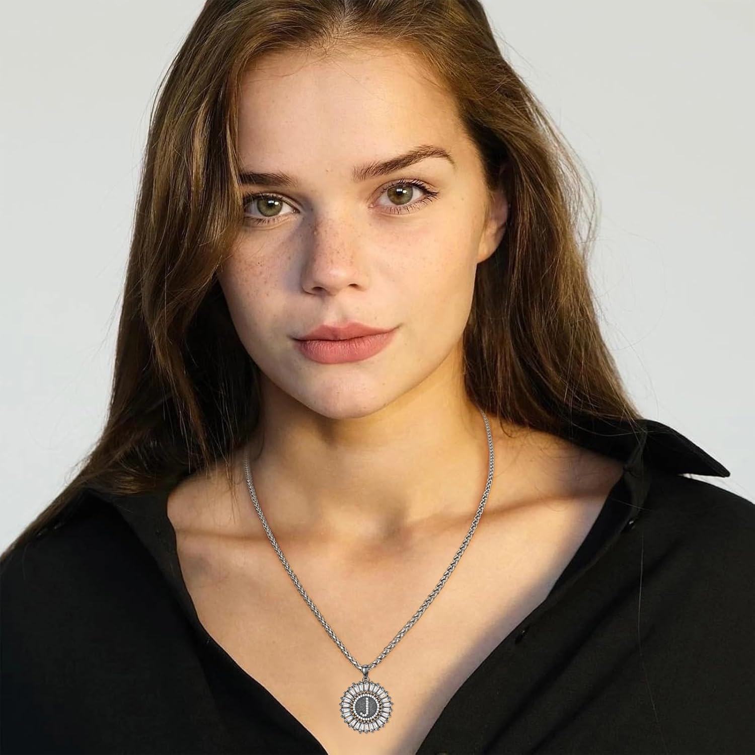 wholesale 925 Sterling Silver CZ Initial J Pendant Chain Necklaces for Men & Women-0-5