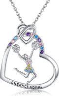 wholesale 925 Sterling Silver Heart Cheerleader Pendant Necklace for Sports Lovers-0-0
