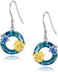wholesale 925 Sterling Silver Butterfly & Sun Flower Drop Dangle Hook Earrings for Women-0-0