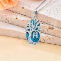 TOUPOP Sterling Silver Turquoise Family Tree Initial Pendant Necklace-0-3
