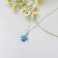 wholesale 925 Sterling Silver Pendant Necklace Black Agate Teardrop Platinum Plated Filigree Design For Women-0-34