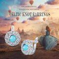 wholesale 925 Sterling Silver Round Blue Turquoise Celtic Knot Studs Hypoallergenic Leverback Earrings for Women Girls-0-4